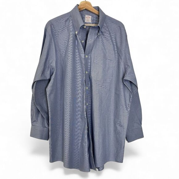 Brooks Brothers 346 Button Down Shirt Size 17 1/2-2/3, Blue Check, Preppy - Picture 2 of 4